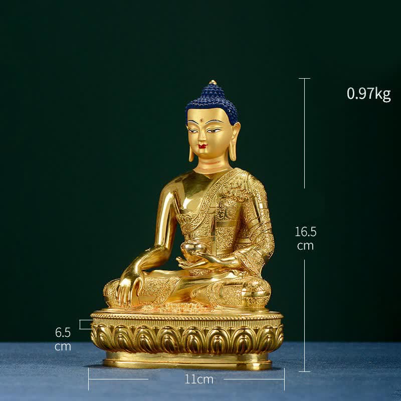 Kupfer Buddha Statue Shakyamuni Figur 16,5 cm Erleuchtung