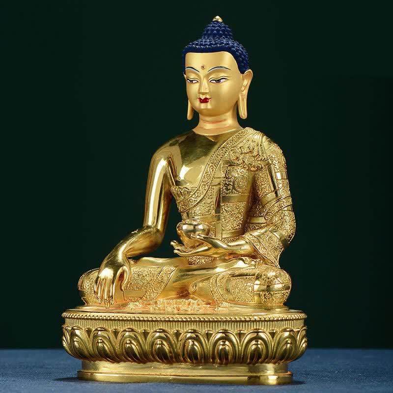 Kupfer Buddha Statue Shakyamuni Figur 16,5 cm Erleuchtung