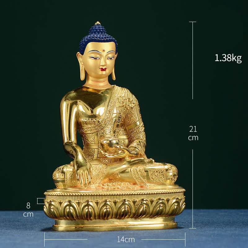 Kupfer Buddha Statue Shakyamuni Figur 16,5 cm Erleuchtung