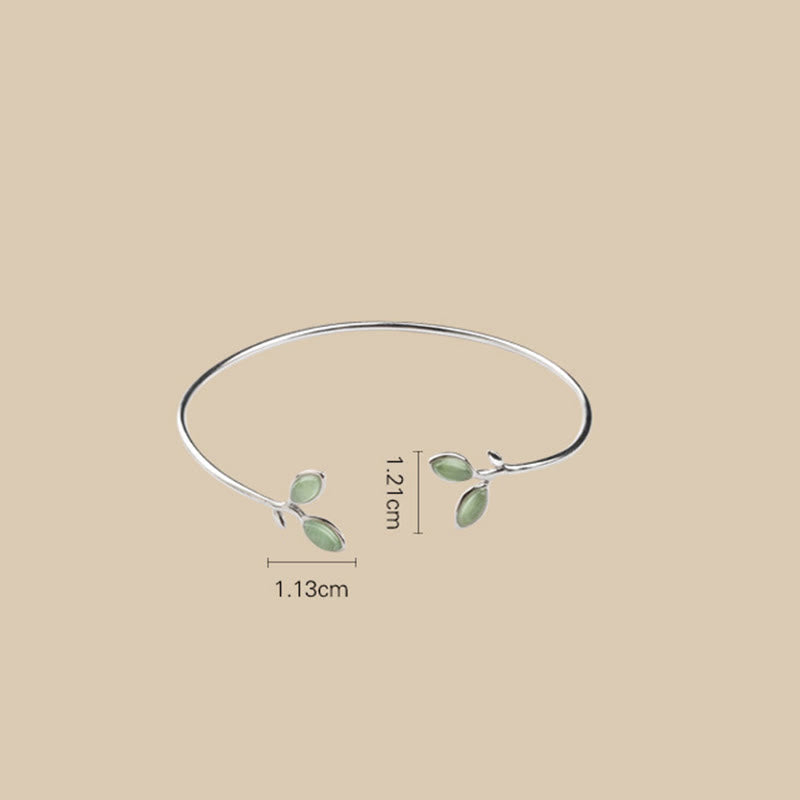 Kupfernes Manschettenarmband mit Katzenaugen-Blattmuster