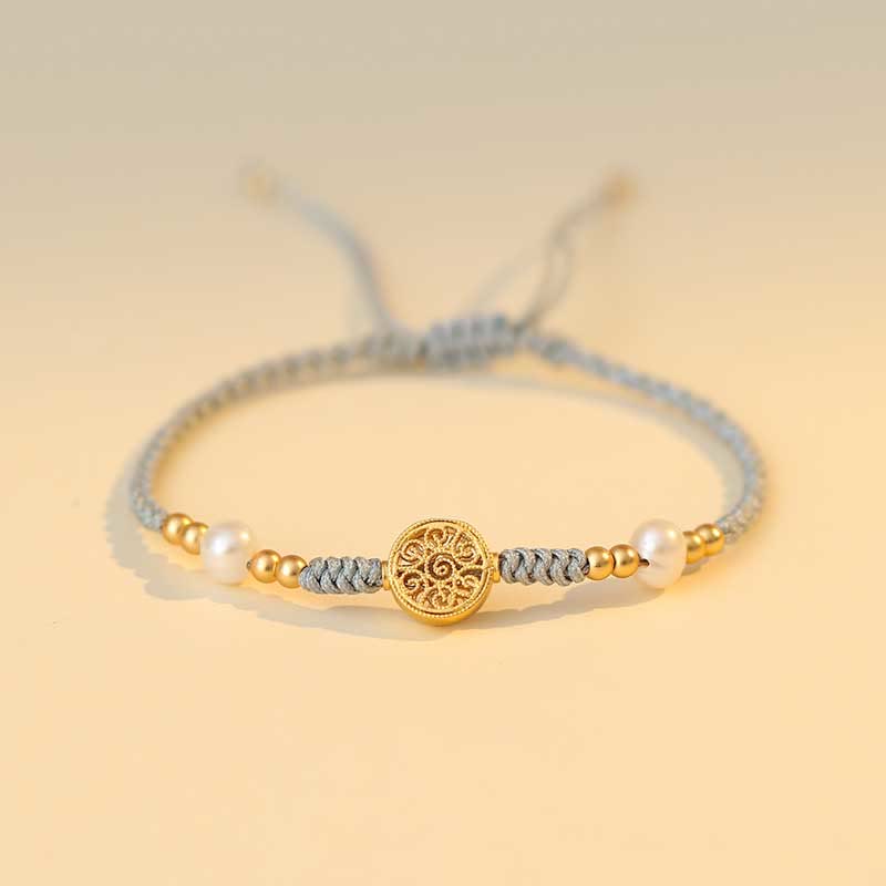 Kupfermünzen-Armband mit roter Schnur für Glück und Schutz