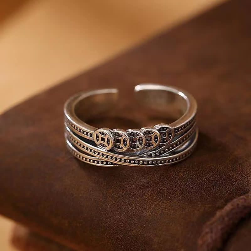 Spiritueller Ring aus Kupfermünzen für Reichtum und Glücksbalance