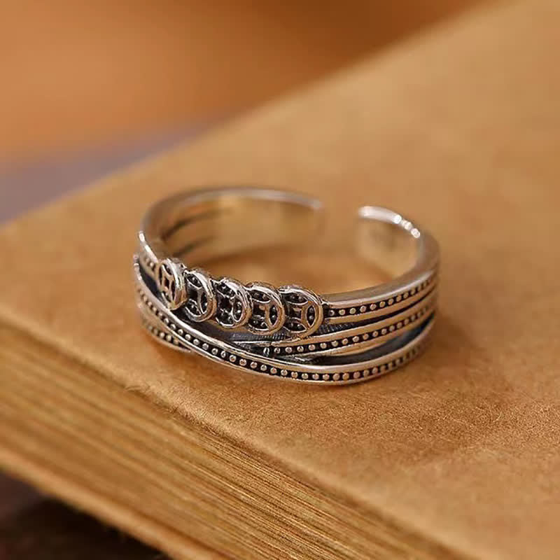 Spiritueller Ring aus Kupfermünzen für Reichtum und Glücksbalance