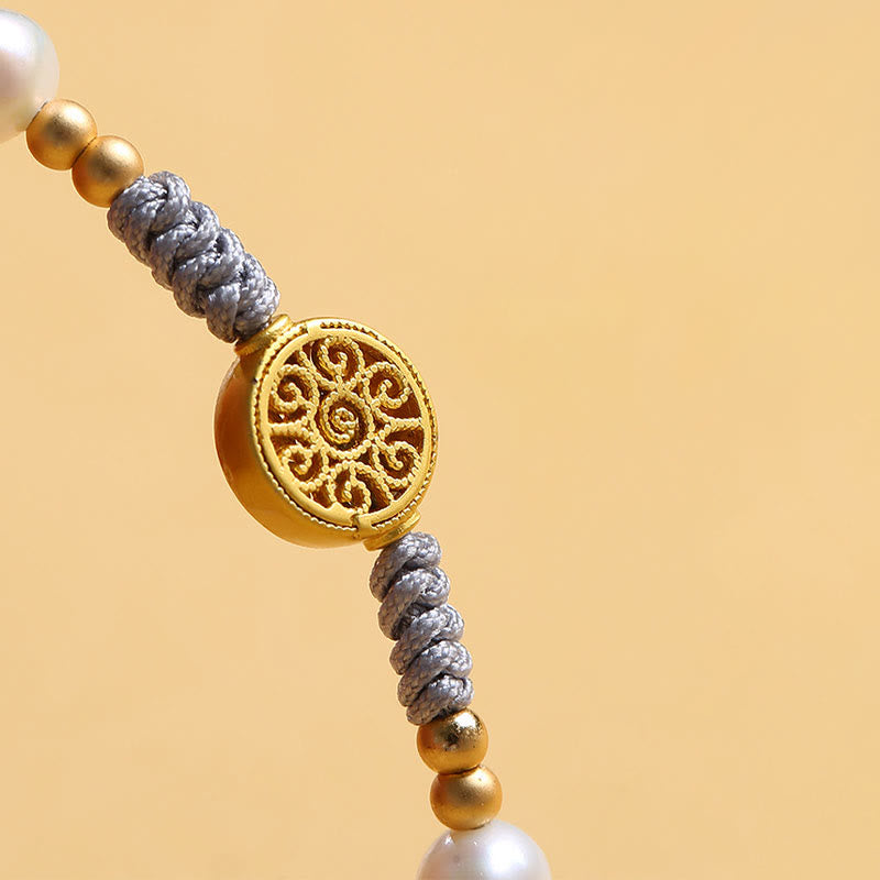 Kupfermünzen-Baum-des-Lebens-Armband mit Perle und blauem Seil