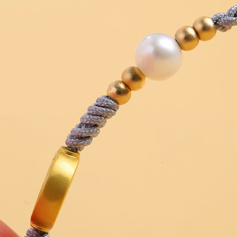 Kupfermünzen-Baum-des-Lebens-Armband mit Perle und blauem Seil