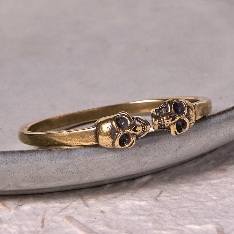 Kupfer Doppelschädel Spiritueller Schutz Armband Armreif