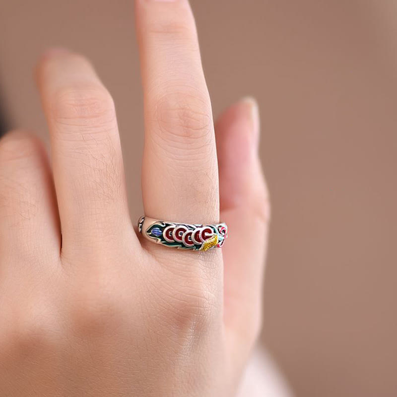 Kupferner Feng-Shui-Ring mit fünf Kaisermünzen für Reichtum