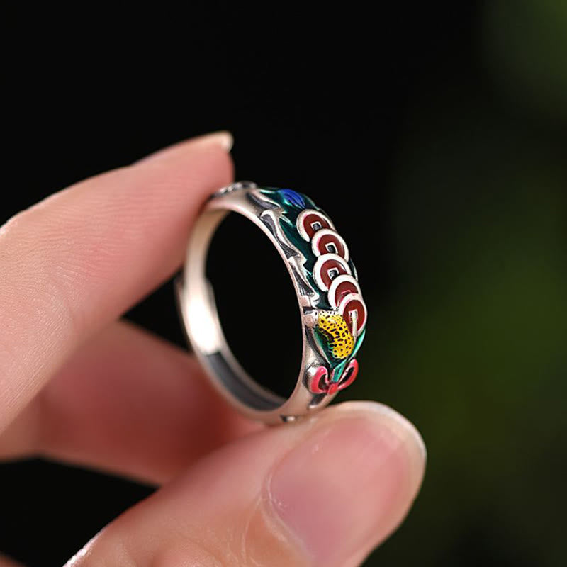 Kupferner Feng-Shui-Ring mit fünf Kaisermünzen für Reichtum