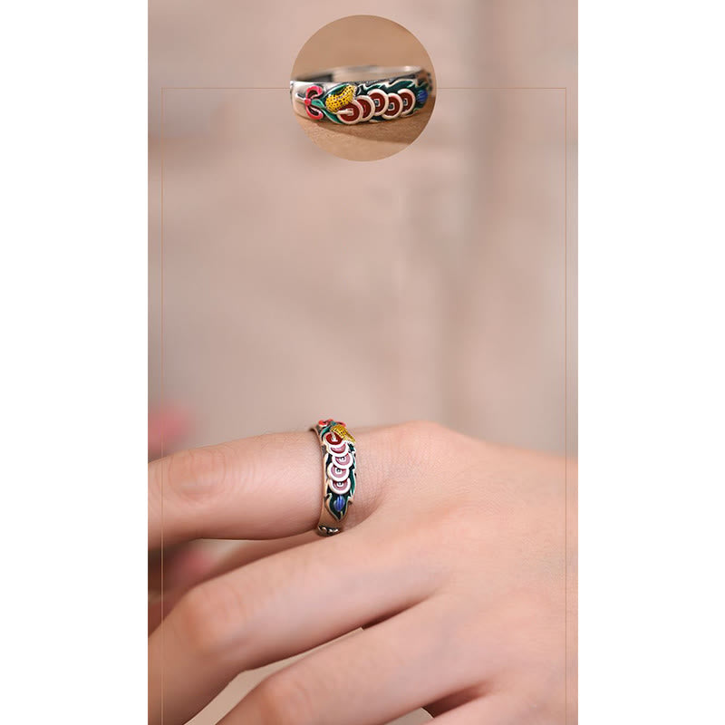 Kupferner Feng-Shui-Ring mit fünf Kaisermünzen für Reichtum