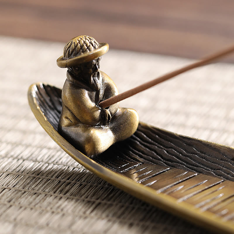 Kupfernes Fischerboot-Räuchergefäß für Meditation und Gleichgewicht