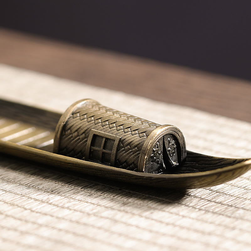 Kupfernes Fischerboot-Räuchergefäß für Meditation und Gleichgewicht