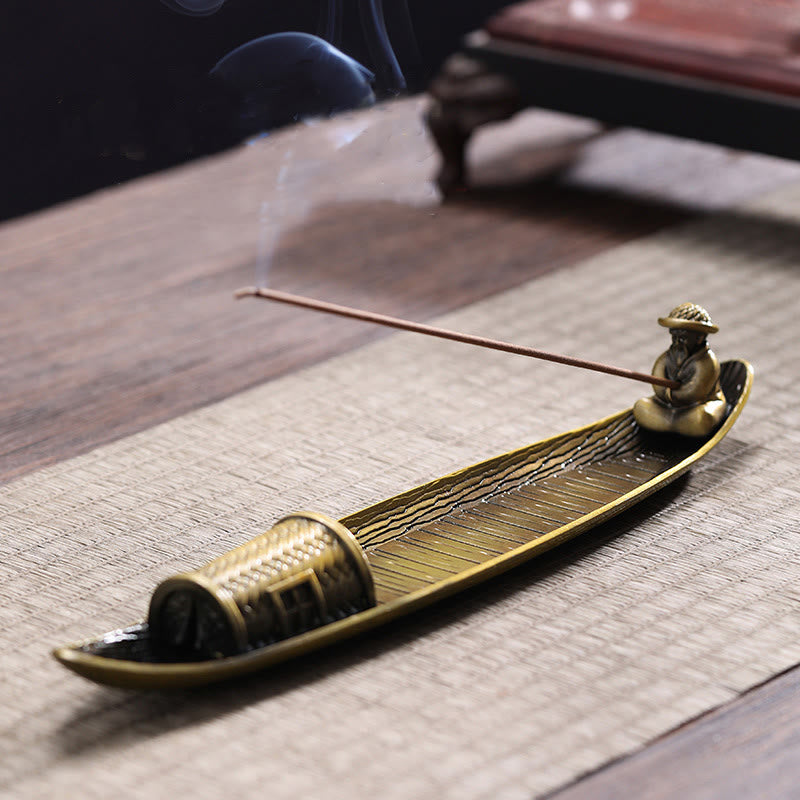 Kupfernes Fischerboot-Räuchergefäß für Meditation und Gleichgewicht