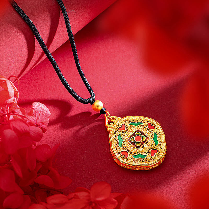 Kupfer Blume Liebe Herz spirituelle Halskette Anhänger