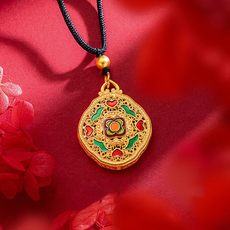 Kupfer Blume Liebe Herz spirituelle Halskette Anhänger