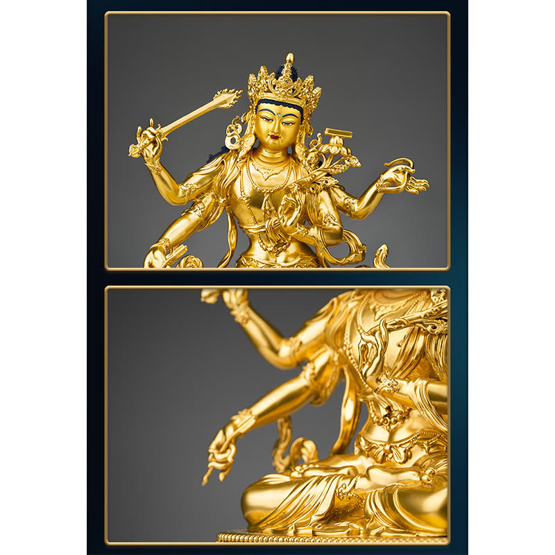 Kupferne vierarmige Manjusri-Bodhisattva-Statue | Mitgefühl, Gelassenheit