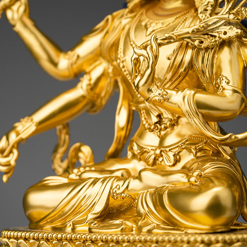 Kupferne vierarmige Manjusri-Bodhisattva-Statue | Mitgefühl, Gelassenheit