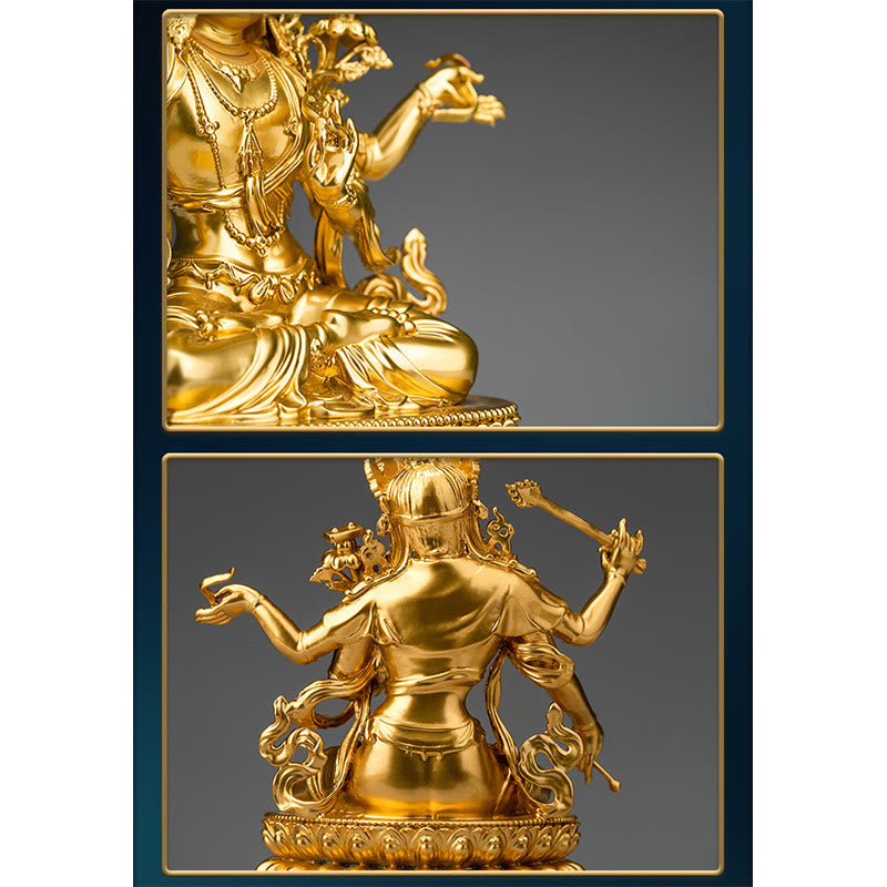 Kupferne vierarmige Manjusri-Bodhisattva-Statue | Mitgefühl, Gelassenheit
