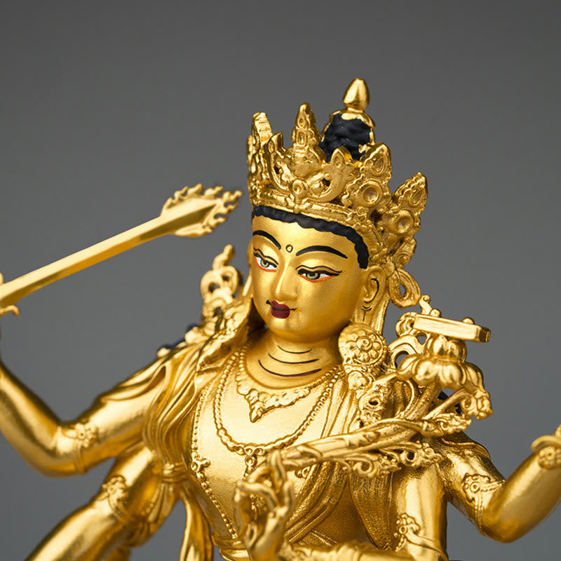 Kupferne vierarmige Manjusri-Bodhisattva-Statue | Mitgefühl, Gelassenheit
