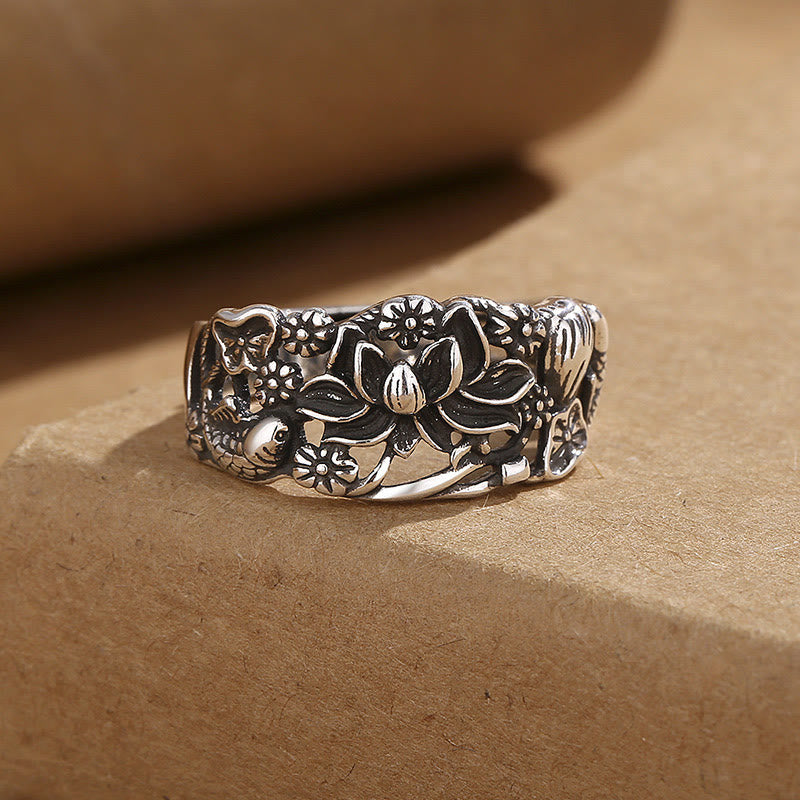 Kupfer Lotus Koi Fisch Erleuchtungsring 11mm Unisex