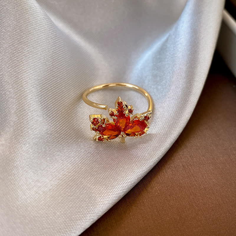 Kupfer Maple Leaf Zirkon Halskette Anhänger Ring Ohrringe für Glück