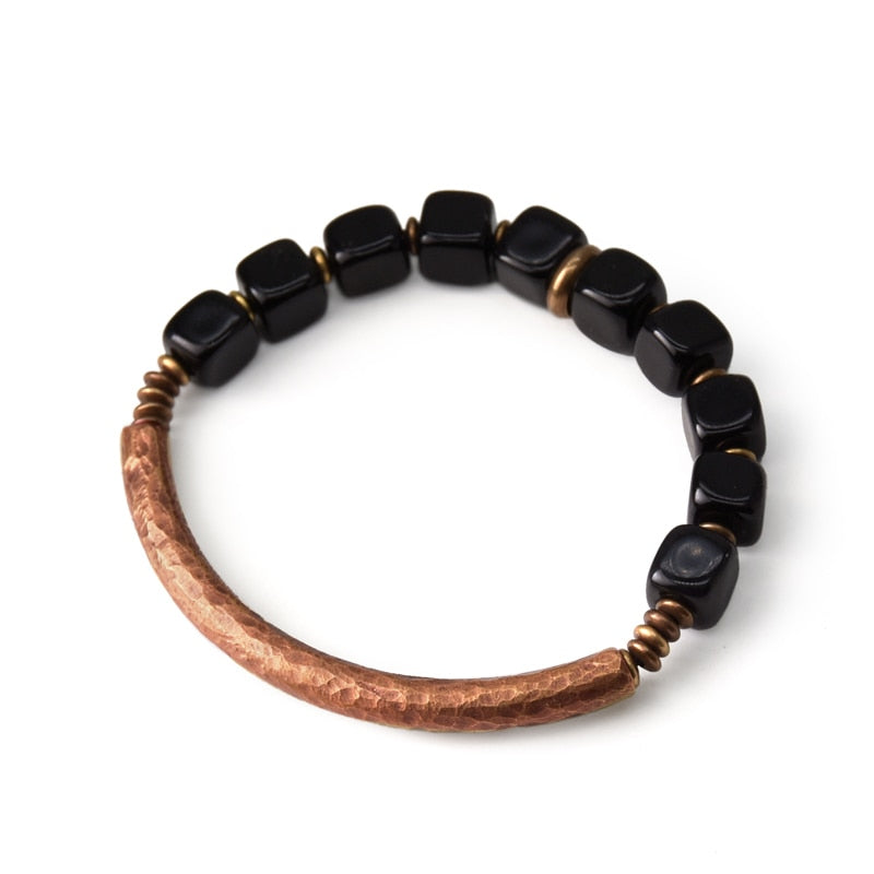 Heilarmband aus Kupfer und Obsidian zum Schutz