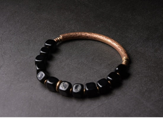 Heilarmband aus Kupfer und Obsidian zum Schutz