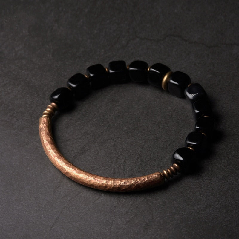 Heilarmband aus Kupfer und Obsidian zum Schutz