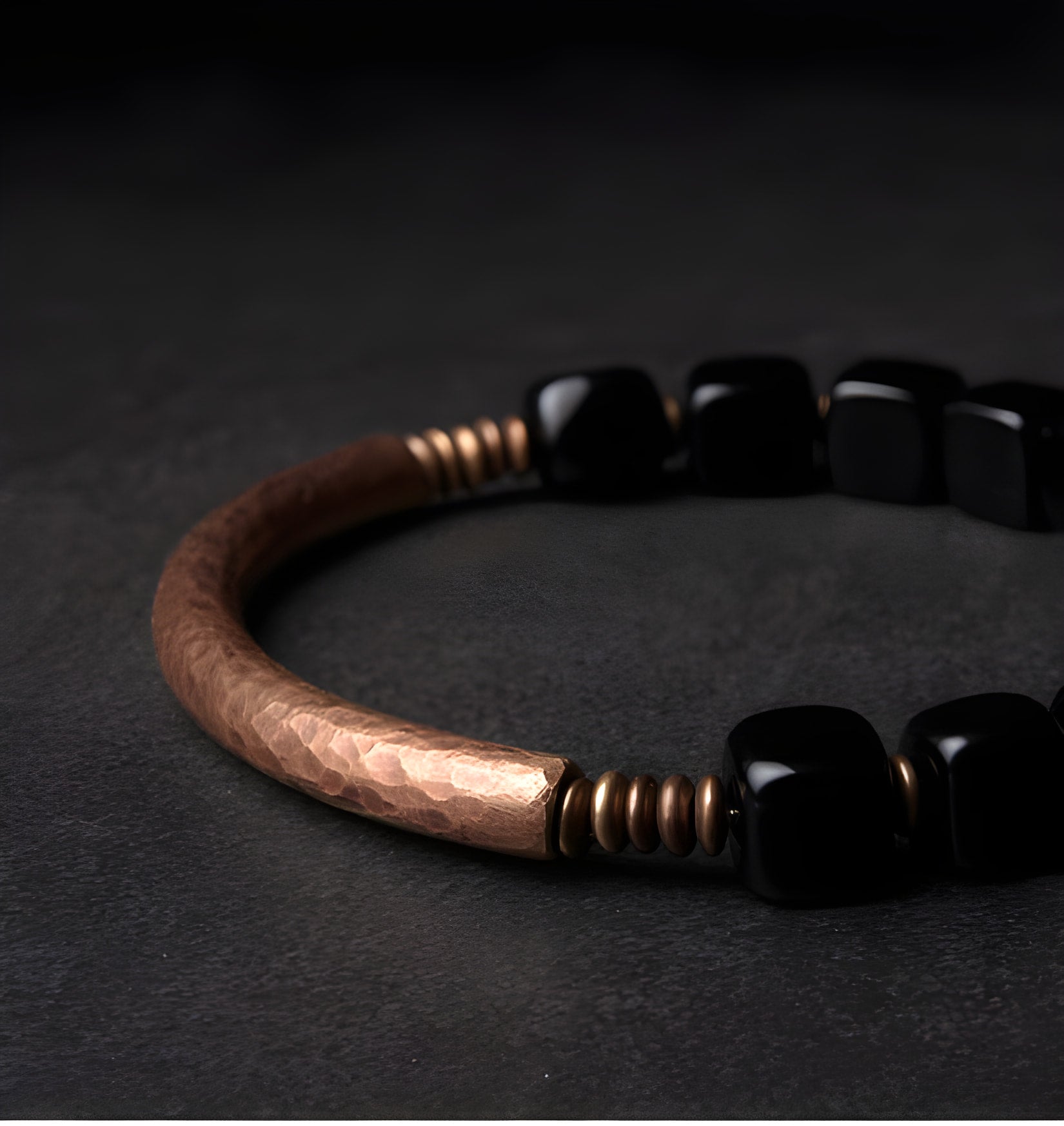 Heilarmband aus Kupfer und Obsidian zum Schutz
