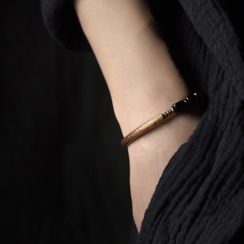 Heilarmband aus Kupfer und Obsidian zum Schutz