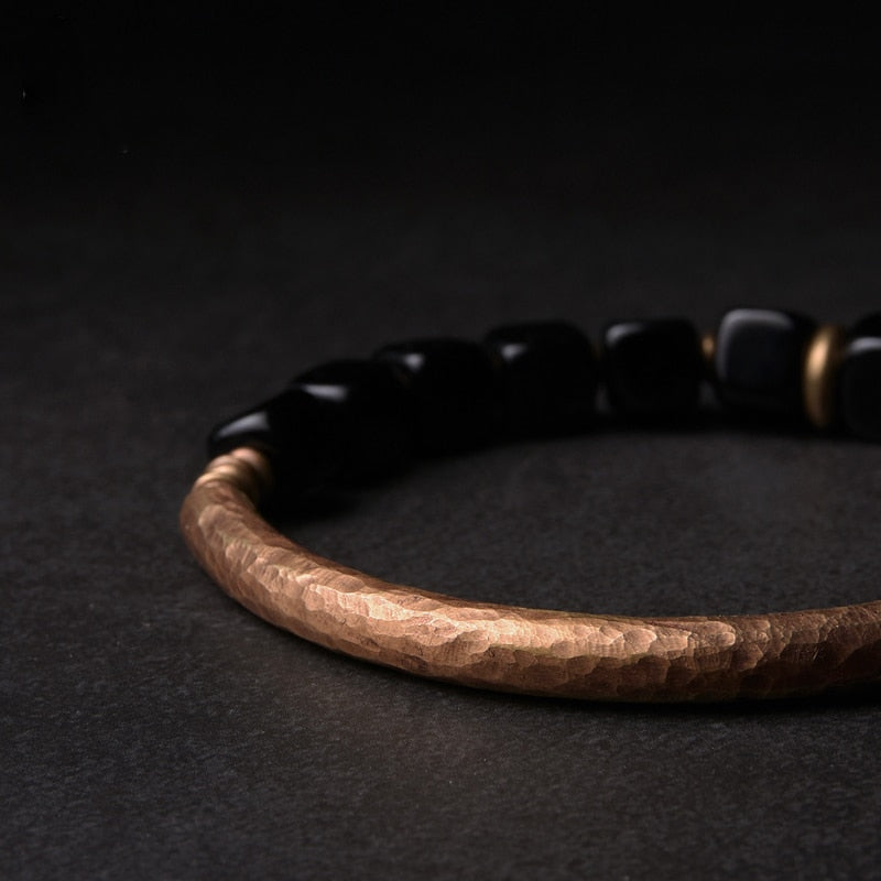 Heilarmband aus Kupfer und Obsidian zum Schutz