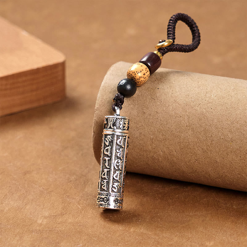Kupfer Om Mani Padme Hum Mantra Schlüsselanhänger mit Vajra-Muster