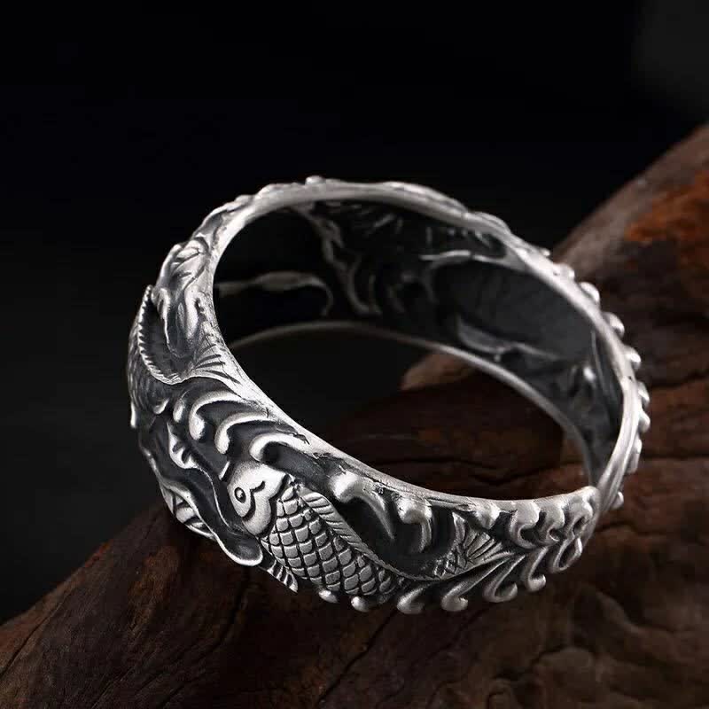 Kupferbeschichtetes Silber-Koi-Fisch-Glücks- und Wohlstandsarmband