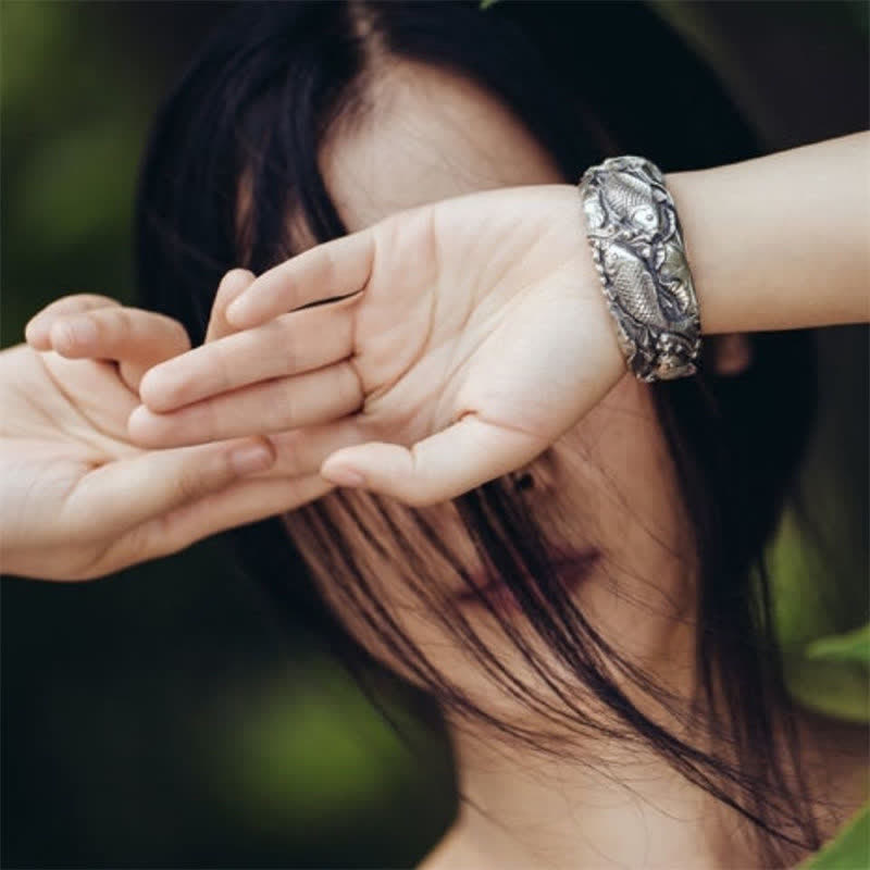 Kupferbeschichtetes Silber-Koi-Fisch-Glücks- und Wohlstandsarmband