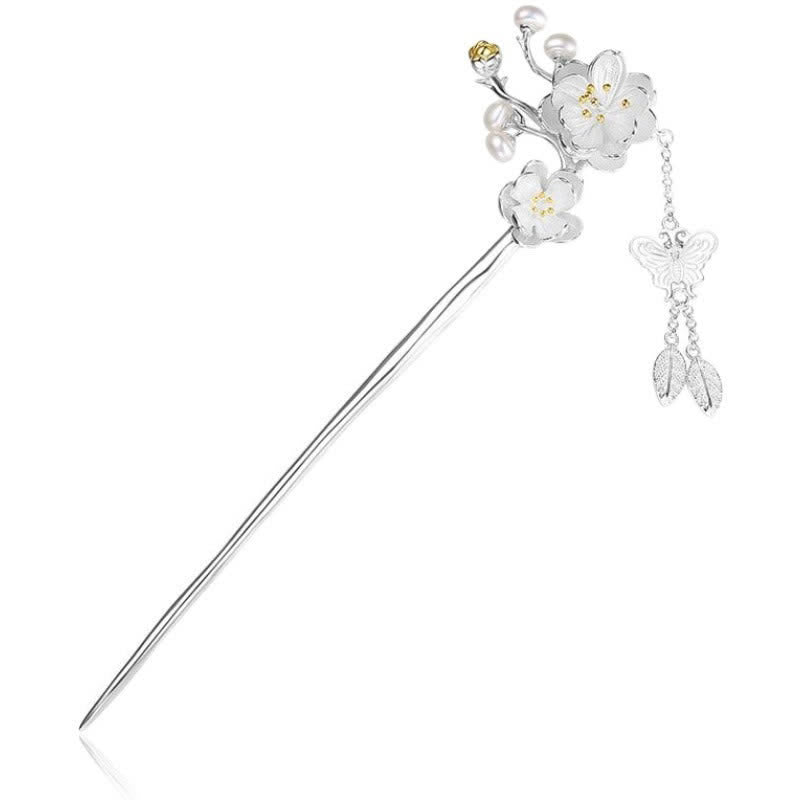 Kupfer Pflaumenblüte Schmetterling Haarnadel | Liebe &amp; Freiheit Symbol