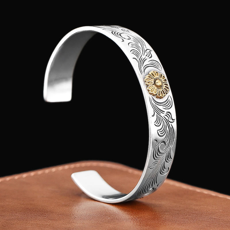 Spirituelles Armband aus Kupfer im Blumendesign der Tang-Dynastie für Glück und Heilung
