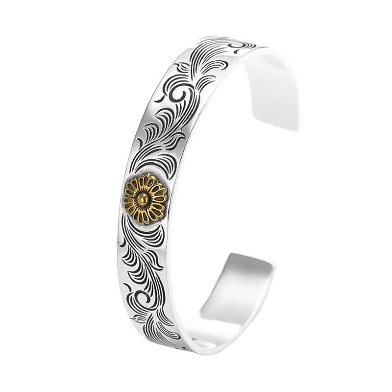 Spirituelles Armband aus Kupfer im Blumendesign der Tang-Dynastie für Glück und Heilung