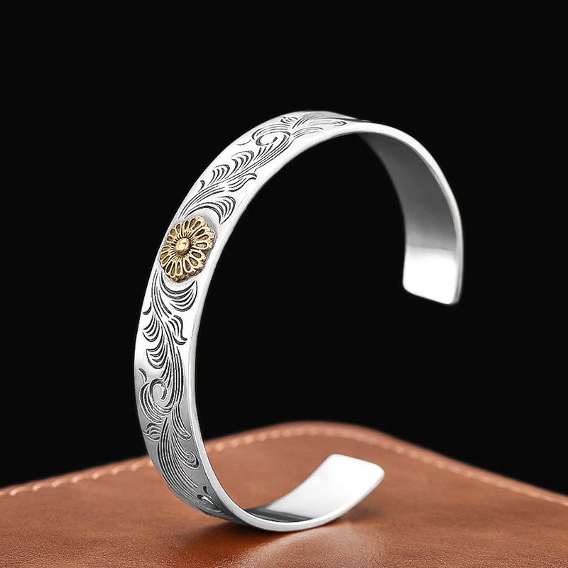 Spirituelles Armband aus Kupfer im Blumendesign der Tang-Dynastie für Glück und Heilung