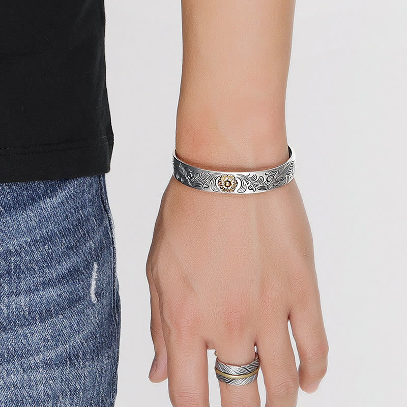 Spirituelles Armband aus Kupfer im Blumendesign der Tang-Dynastie für Glück und Heilung