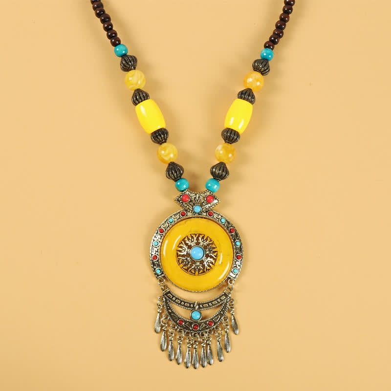 Kupfer tibetische spirituelle Retro-Perlen Quaste Haarschmuck