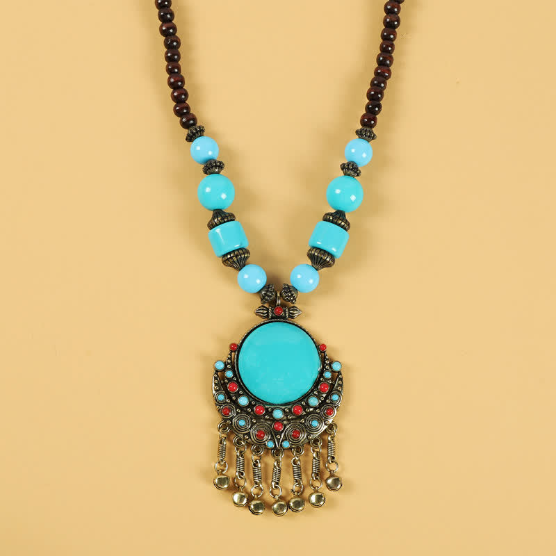 Kupfer tibetische spirituelle Retro-Perlen Quaste Haarschmuck