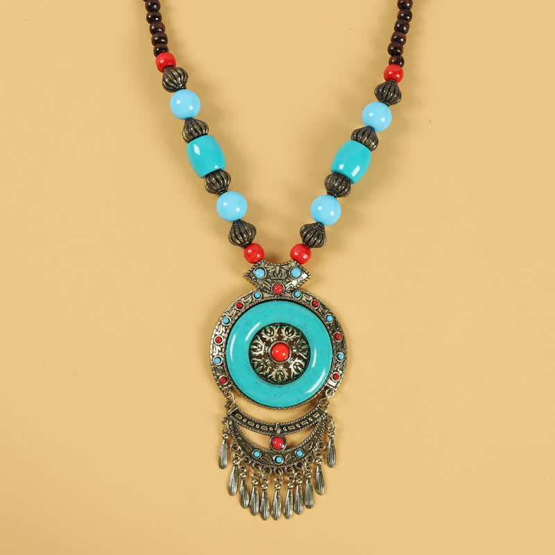 Kupfer tibetische spirituelle Retro-Perlen Quaste Haarschmuck