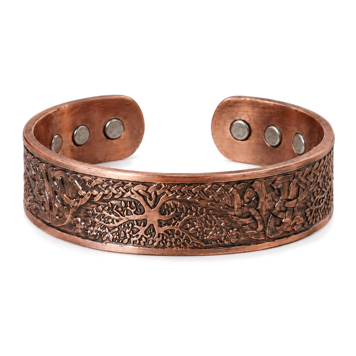 Copper Tree of Life Adjustable Cuff Bracelet for Balance, on a white background