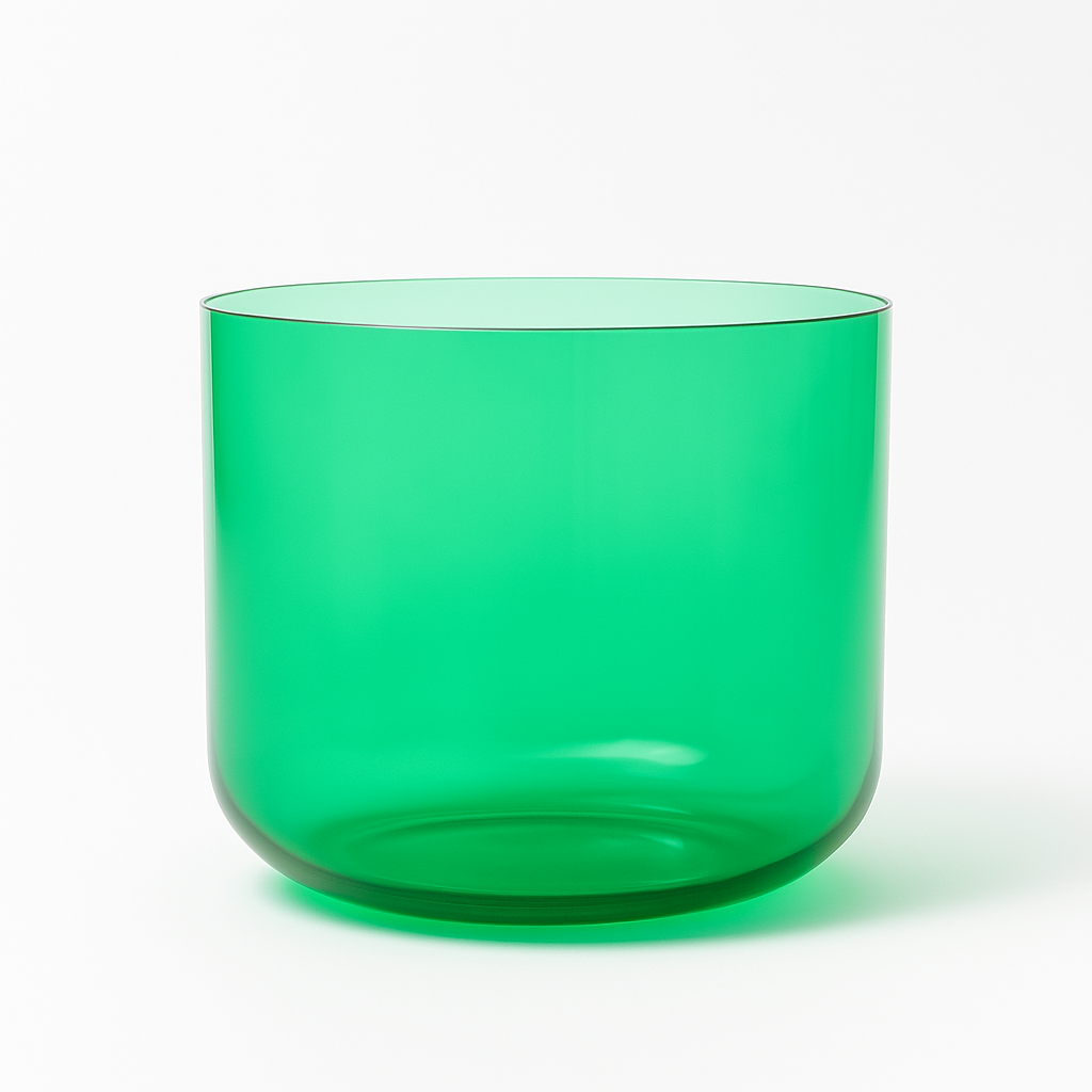 Cosmic Light Klangschalen-Set aus klarem grünem Kristall zur Meditation