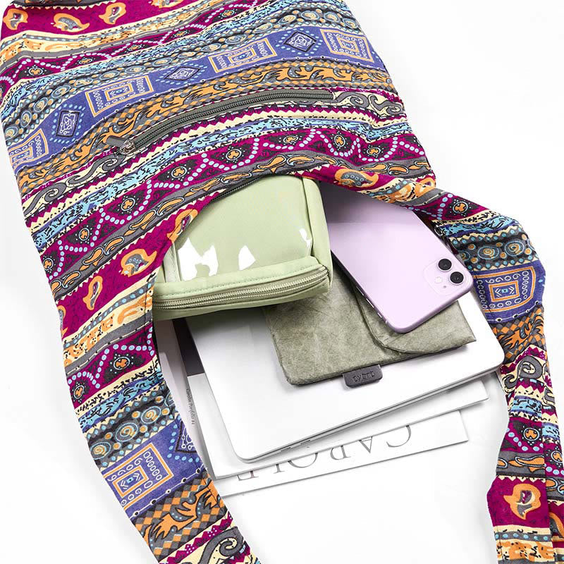 Umhängetasche aus Baumwolle mit bunten Streifen für spirituellen Stil