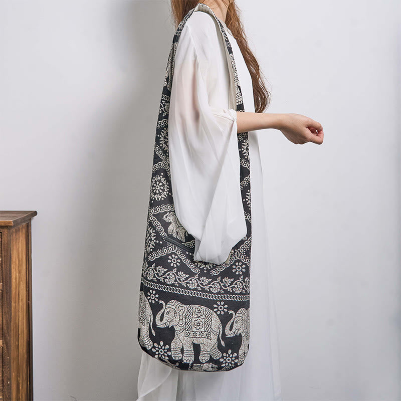 Umhängetasche aus Baumwolle mit Elefantenstreifen für Yoga und den täglichen Gebrauch