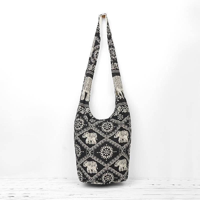 Umhängetasche aus Baumwolle mit Elefantenstreifen für Yoga und den täglichen Gebrauch
