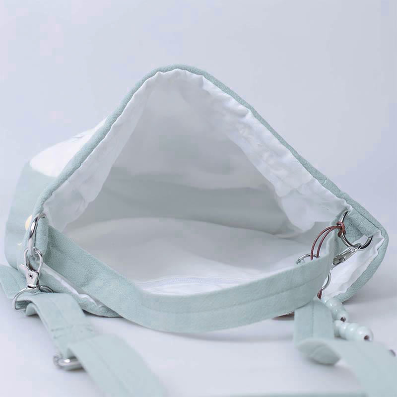 Einkaufstasche aus Baumwollleinen mit spiritueller Lotusstickerei, 20 cm