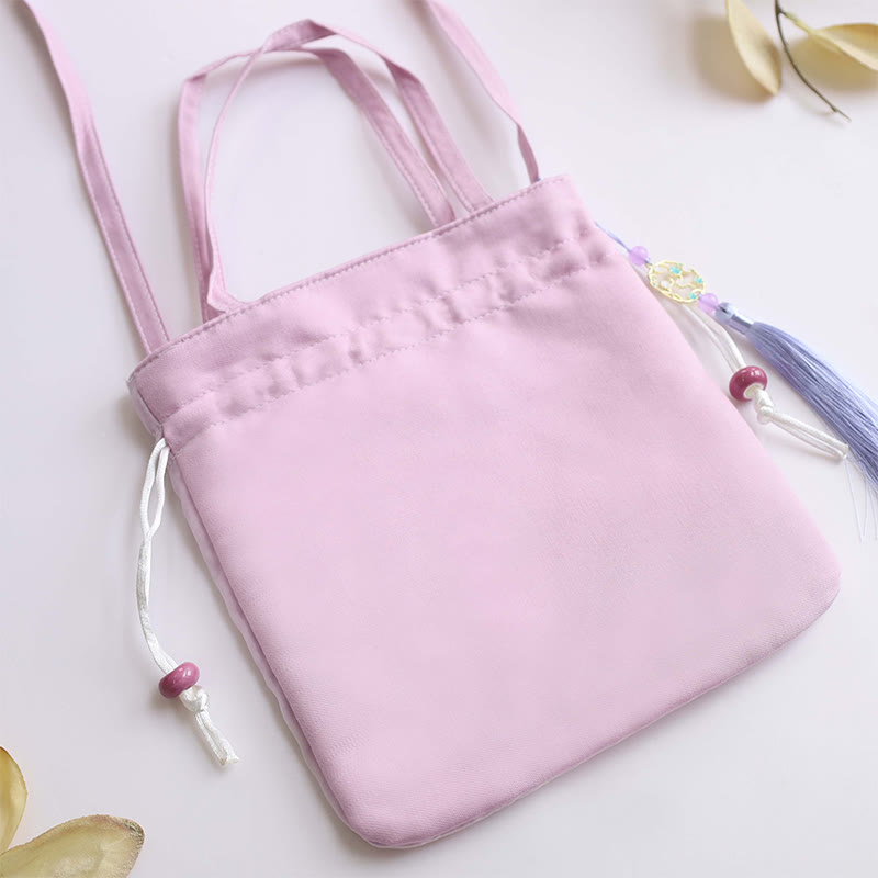 Yoga-Tragetasche aus Baumwollleinen mit verstellbarem Riemen, 21 x 22 cm