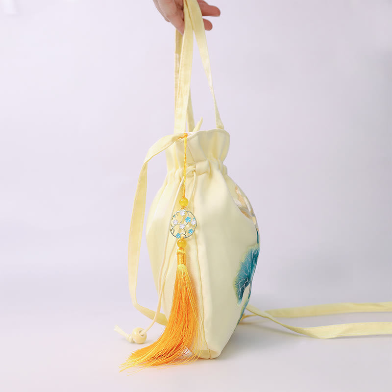 Yoga-Tragetasche aus Baumwollleinen mit verstellbarem Riemen, 21 x 22 cm