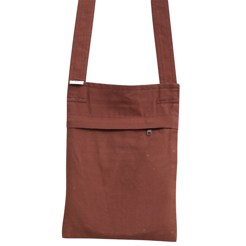 Schultertasche aus Baumwolle mit Lotus-Stickerei für spirituelle Übungen